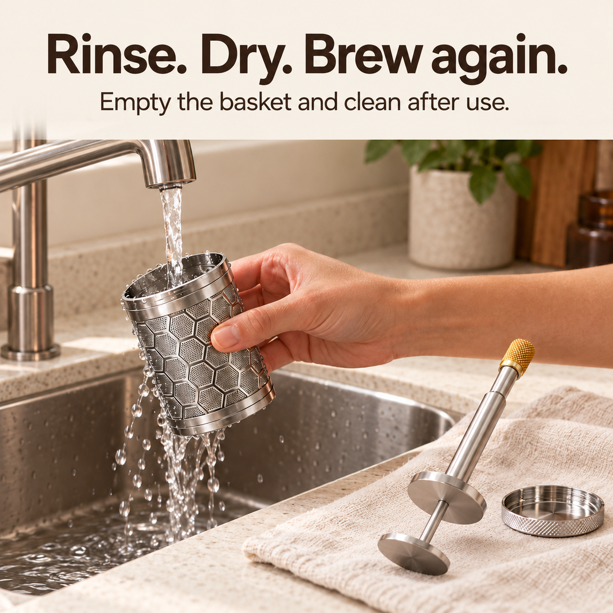 Portable Stainless Steel Manual Coffee and Tea Infuser Brewer