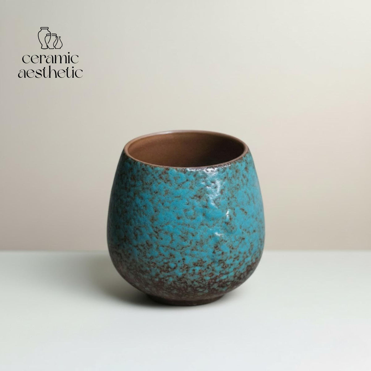 Handmade Turquoise Glazed Ceramic Tea Cup