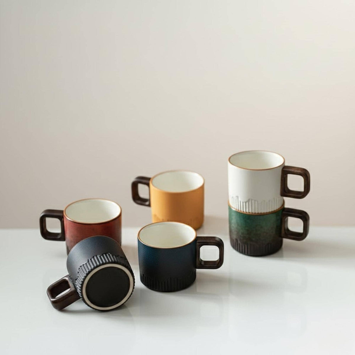 Hand-Drawn Gradient Ceramic Tea Cup