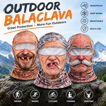 Funny Realistic Old Man 3D Print Ski Balaclava Face Mask