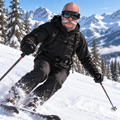 Funny Realistic Old Man 3D Print Ski Balaclava Face Mask