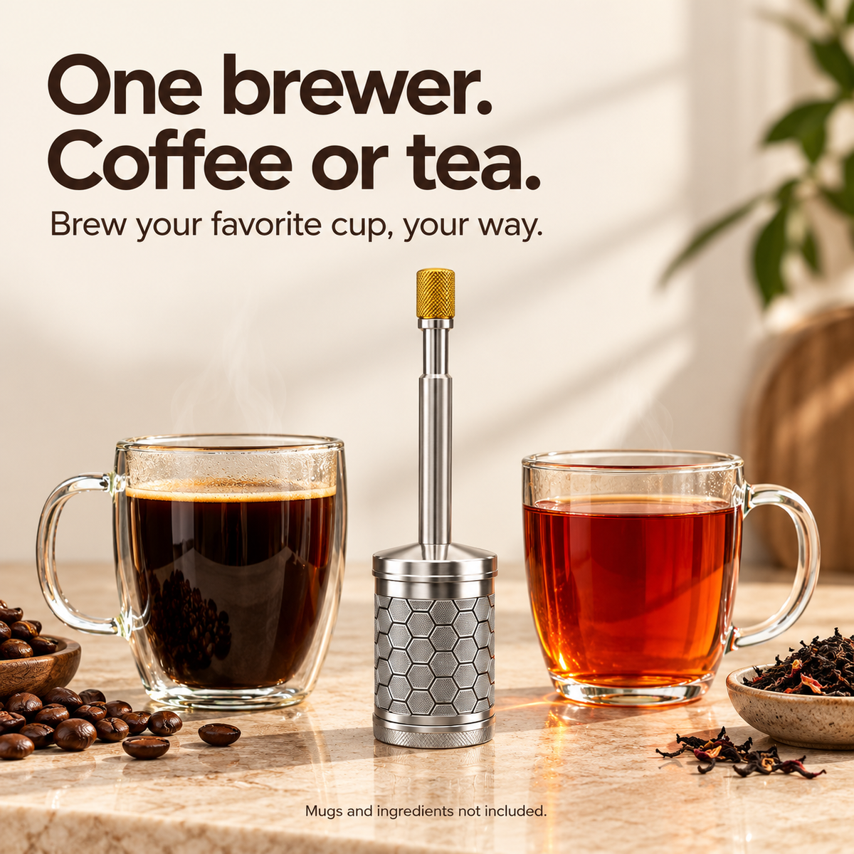 Portable Stainless Steel Manual Coffee and Tea Infuser Brewer