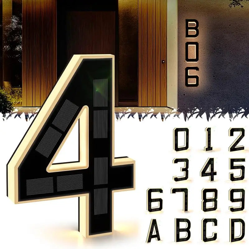 Solar Powered LED House Numbers Light