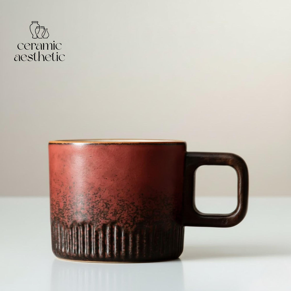 Hand-Drawn Gradient Ceramic Tea Cup