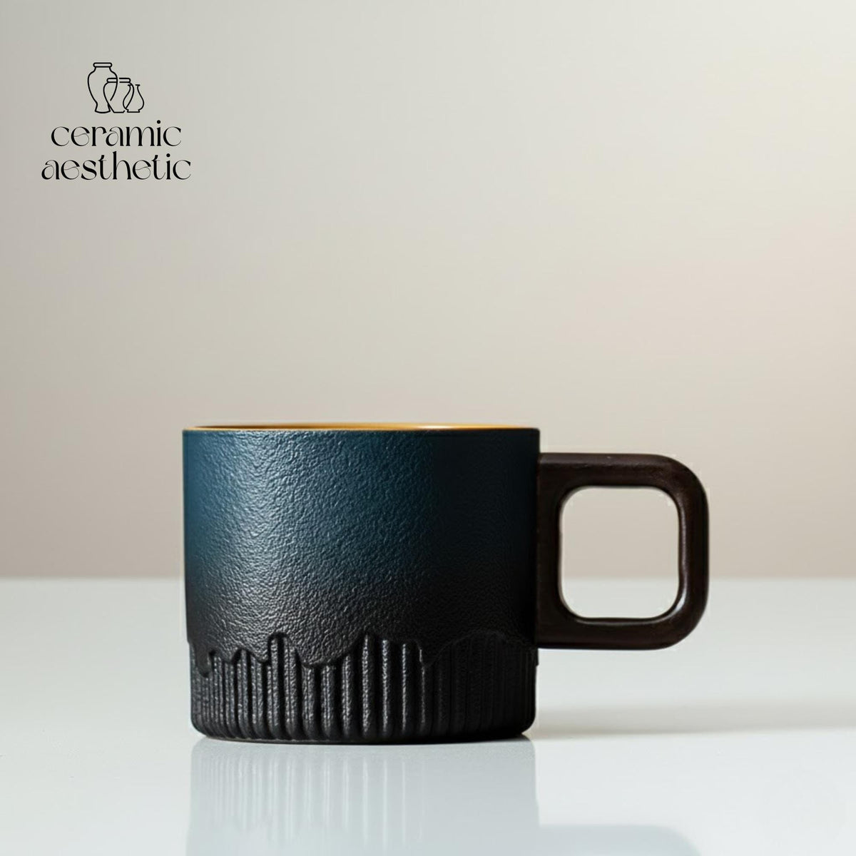 Hand-Drawn Gradient Ceramic Tea Cup