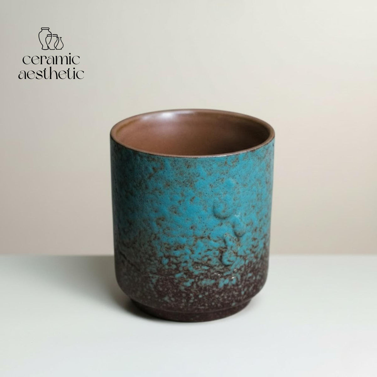 Handmade Turquoise Glazed Ceramic Tea Cup