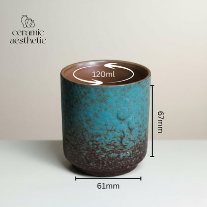 Handmade Turquoise Glazed Ceramic Tea Cup