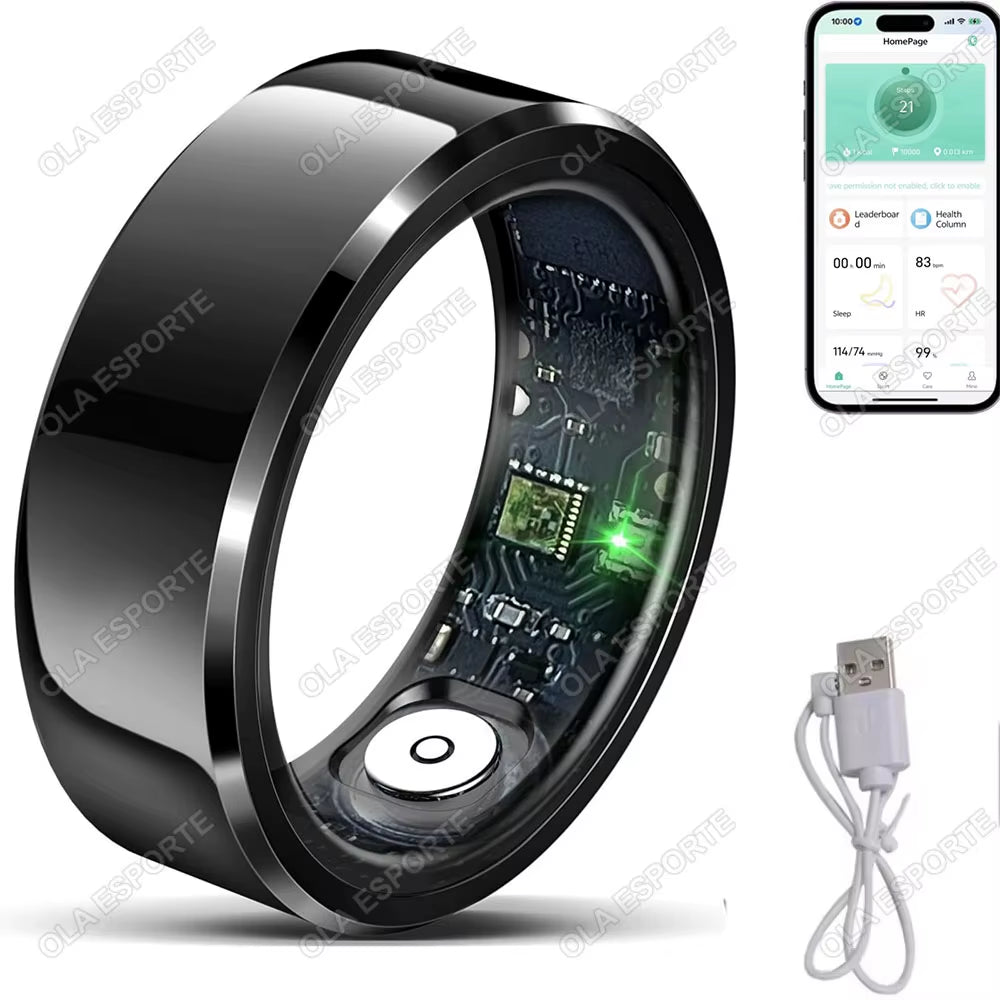 2025 Smart Ring Blood Pressure Heart Rate Sleep Monitoring Smartring IP68 & 5ATM Waterproof Multi-Sport Mode Smartring Man Women