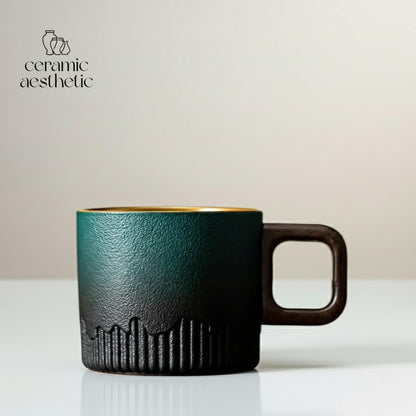 Hand-Drawn Gradient Ceramic Tea Cup