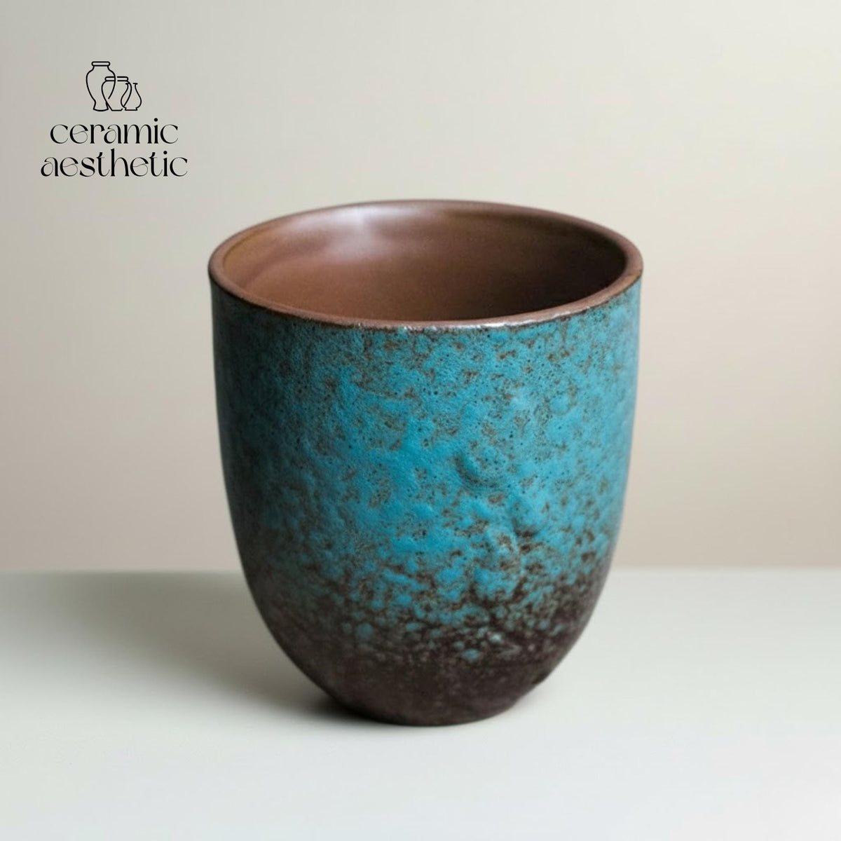 Handmade Turquoise Glazed Ceramic Tea Cup
