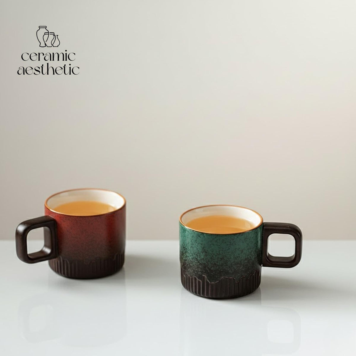 Hand-Drawn Gradient Ceramic Tea Cup