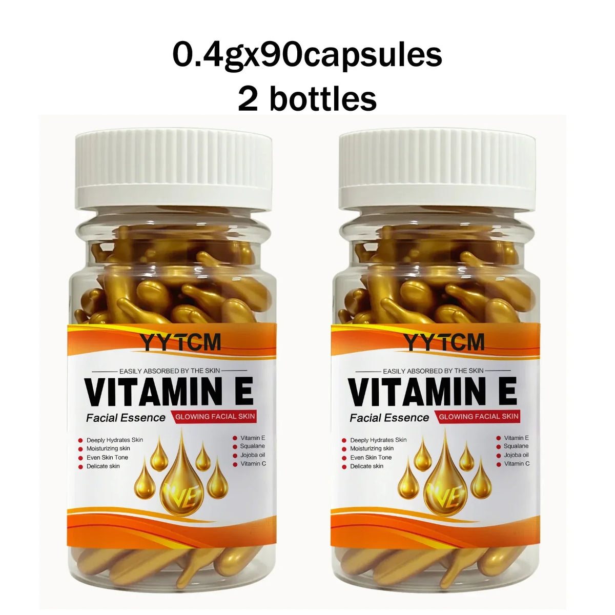 Vitamin E Deep Moisturizing Capsule Essence–Hydrates Smooths Skin. Formulated Squalane Vitamin 18/30/48/60/90/180 Capsules