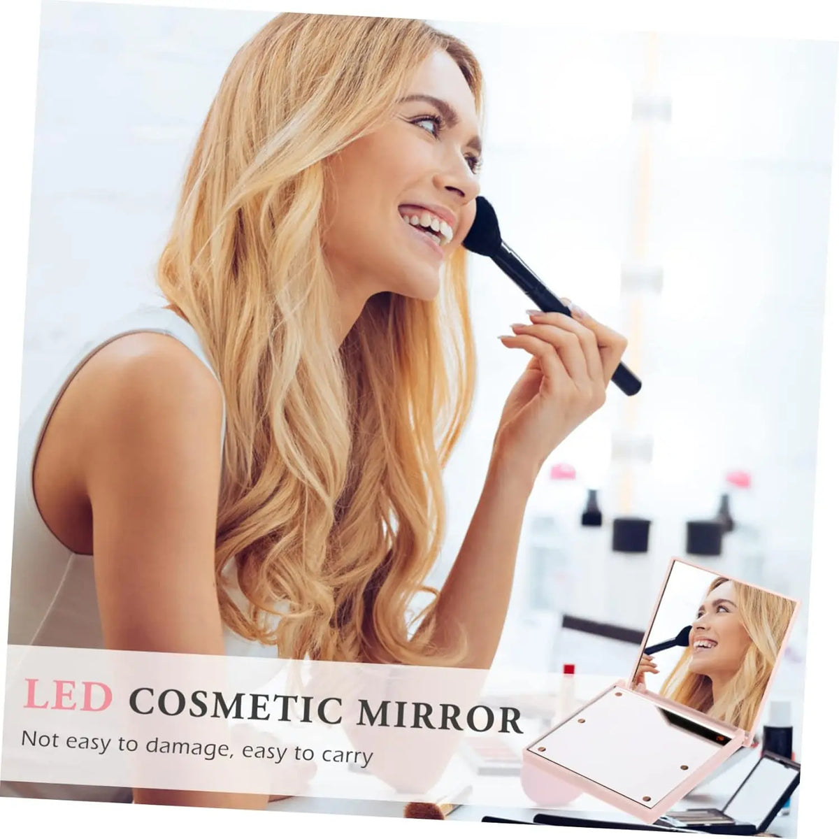 Foldable Compact Makeup Mirror with 6 LED Lights