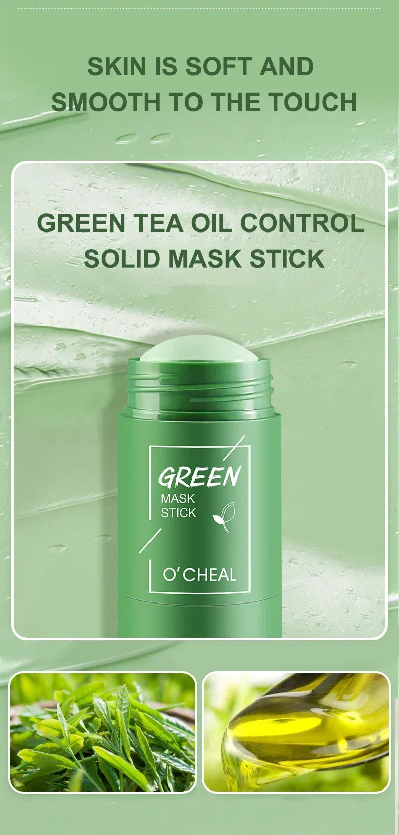 Solid Green Tea & Honey Moisturizing Facial Mask Stick