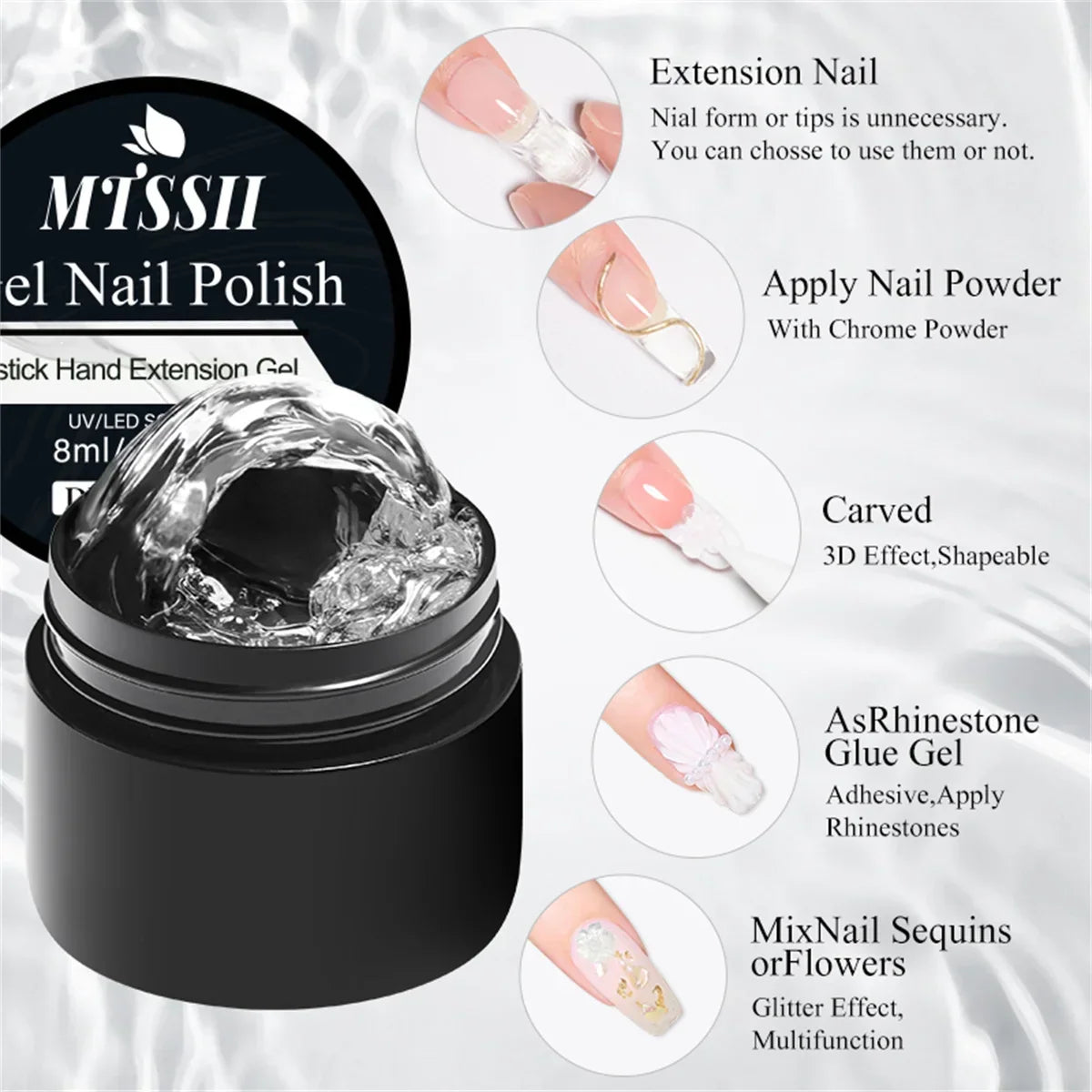 2/3pcs Clear Non-Stick Hand Extension Gel Nail Polish Set 3D Shaping/Sculpting/Carving UV/LED Gel Jelly Hard Gel Manicure DIY
