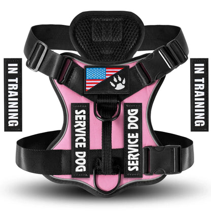 Service Dog Harness, Reflective Dog Vest Harness with 5 PCS Patches, Adjustable Soft Oxford Pet Harness, Inner Layer Mesh, Easy