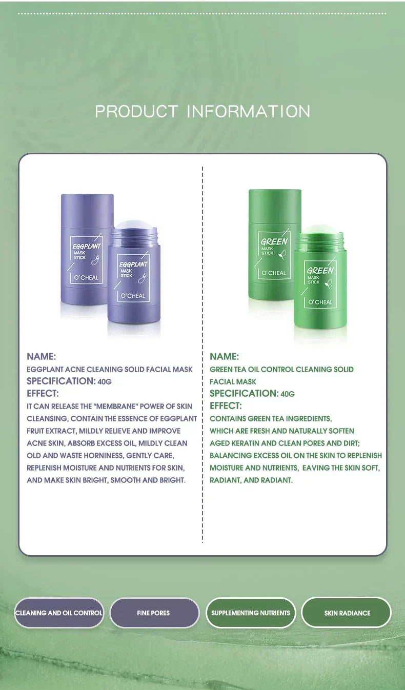 Solid Green Tea & Honey Moisturizing Facial Mask Stick