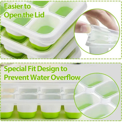 14-Cube Silicone Ice Tray with Lid