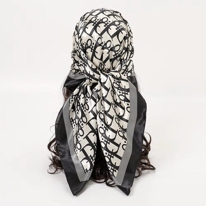 1 Pcs 90Cm Ladies' Silk Scarf Vintage Fashionable Versatile Printed Silk Spring Hair Band Hijab Sunsceen Neckerchief Shawl Wraps