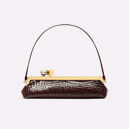 Long Clutch Bag with Removable Shoulder Strap, Women'S Fashionable Baguette Bag, Luxury Designer Clip Handbag Purses for Ladies