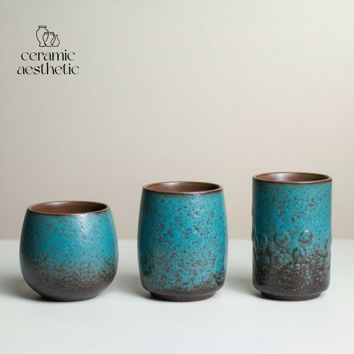 Handmade Turquoise Glazed Ceramic Tea Cup