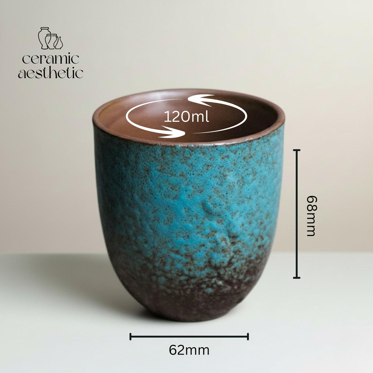 Handmade Turquoise Glazed Ceramic Tea Cup