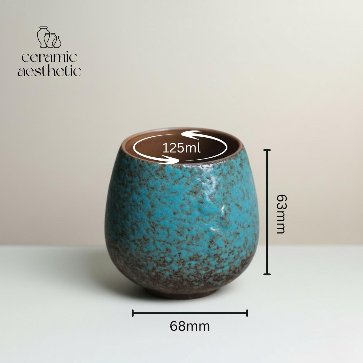 Handmade Turquoise Glazed Ceramic Tea Cup