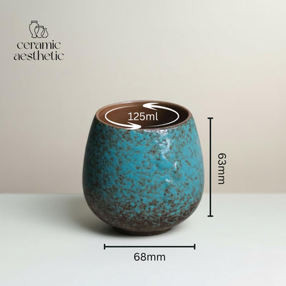 Handmade Turquoise Glazed Ceramic Tea Cup