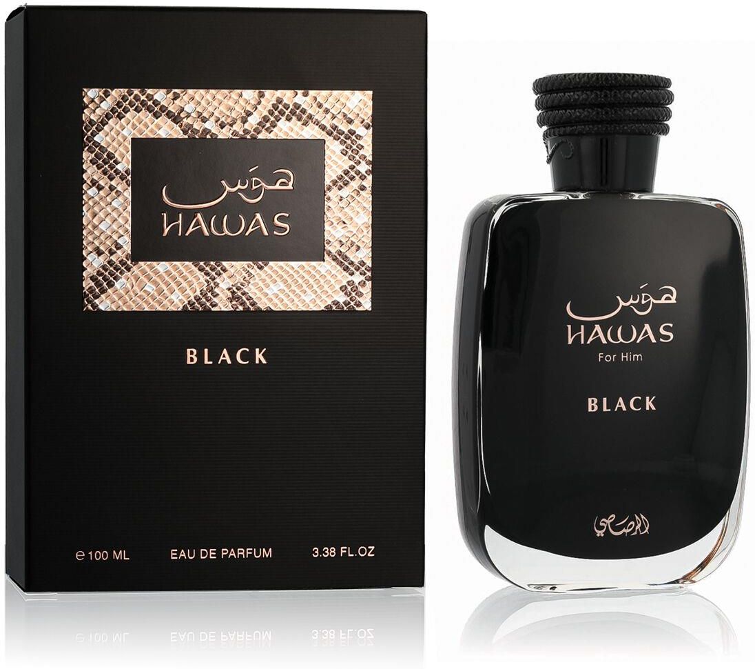 RASASI Hawas Black Eau de Parfum For Men perfume bottle and packaging