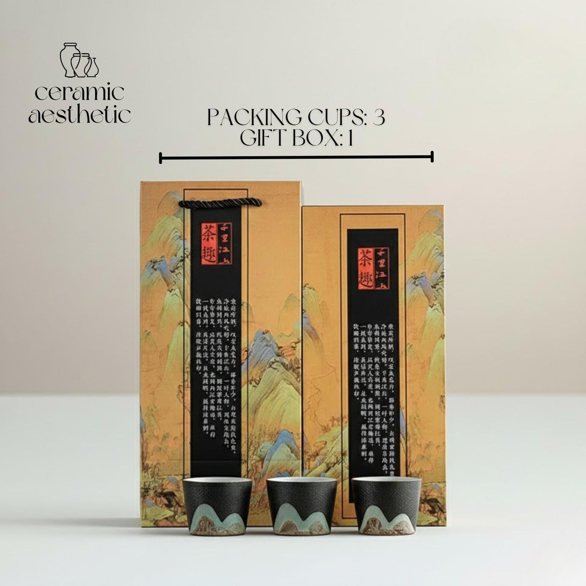 Japanese Ceramic Tea Cup Gift Box Porcelain Tea Bowl Espresso Pottery Coffee Mug Set