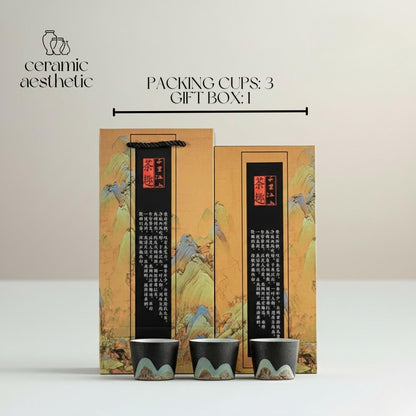 Japanese Ceramic Tea Cup Gift Box Porcelain Tea Bowl Espresso Pottery Coffee Mug Set