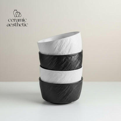 Stone Pattern Ceramic Bowl | Japanese Tea Ceremony Dinnerware