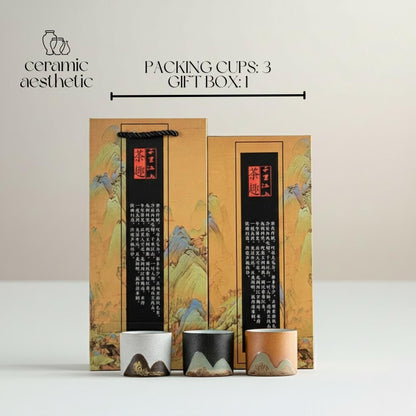 Japanese Ceramic Tea Cup Gift Box Porcelain Tea Bowl Espresso Pottery Coffee Mug Set