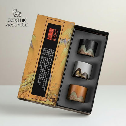 Japanese Ceramic Tea Cup Gift Box Porcelain Tea Bowl Espresso Pottery Coffee Mug Set