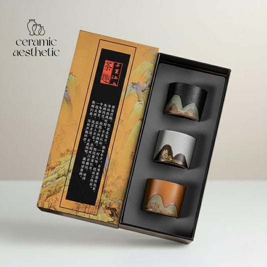 Japanese Ceramic Tea Cup Gift Box Porcelain Tea Bowl Espresso Pottery Coffee Mug Set