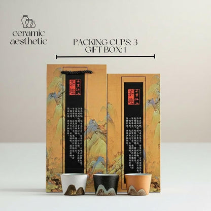 Japanese Ceramic Tea Cup Gift Box Porcelain Tea Bowl Espresso Pottery Coffee Mug Set