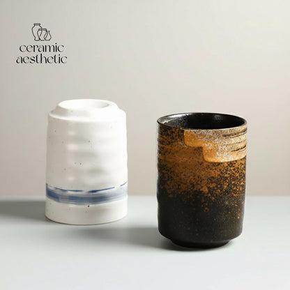Hand Painted Sushi Ceramic Mug | Retro Japanese Drinkware