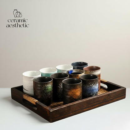 Hand Painted Sushi Ceramic Mug | Retro Japanese Drinkware