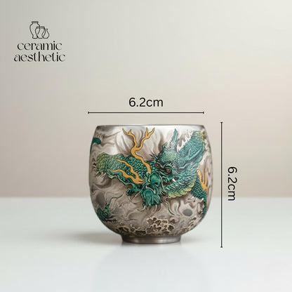 Porcelain Dragon Tea Cup – Artisan Chinese Espresso Mug