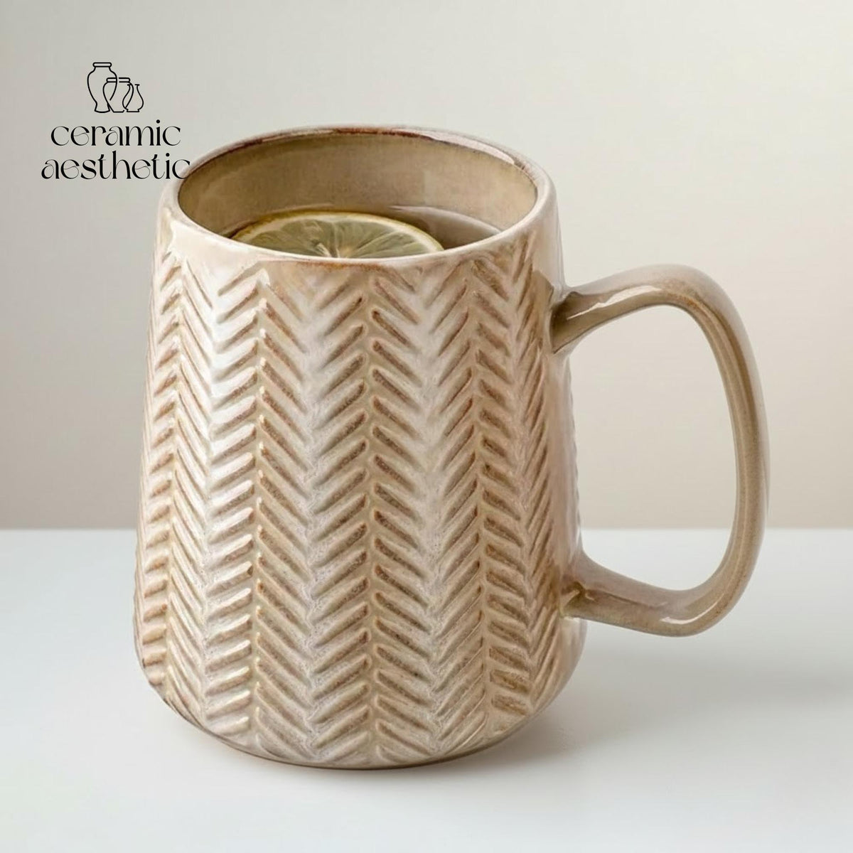 Ceramic Mug with Spoon - Retro Coffee Cup for Tea - Latte & Cereal, Minimalist Drinkware Gift