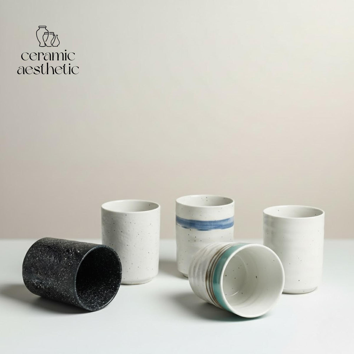 Hand Painted Sushi Ceramic Mug | Retro Japanese Drinkware