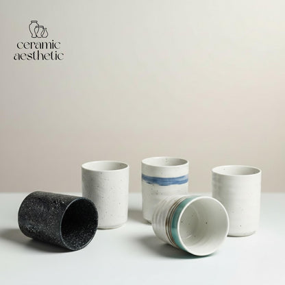 Hand Painted Sushi Ceramic Mug | Retro Japanese Drinkware