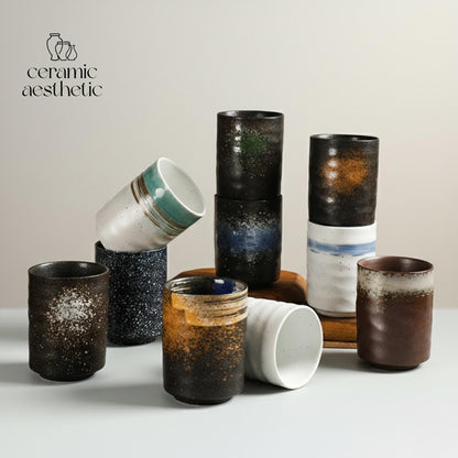 Hand Painted Sushi Ceramic Mug | Retro Japanese Drinkware