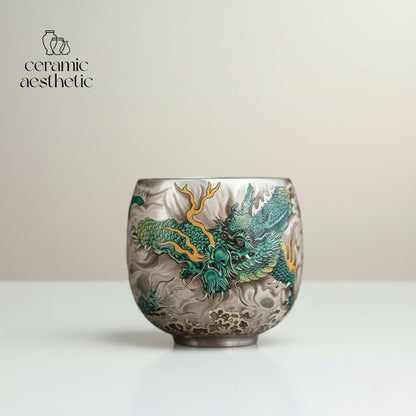 Porcelain Dragon Tea Cup – Artisan Chinese Espresso Mug