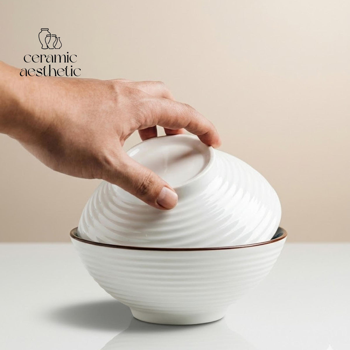 Ceramic Ramen Bowl, Japanese Stoneware Noodle & Soup Bowl, Microwave Safe Artisan Dinnerware for Rice