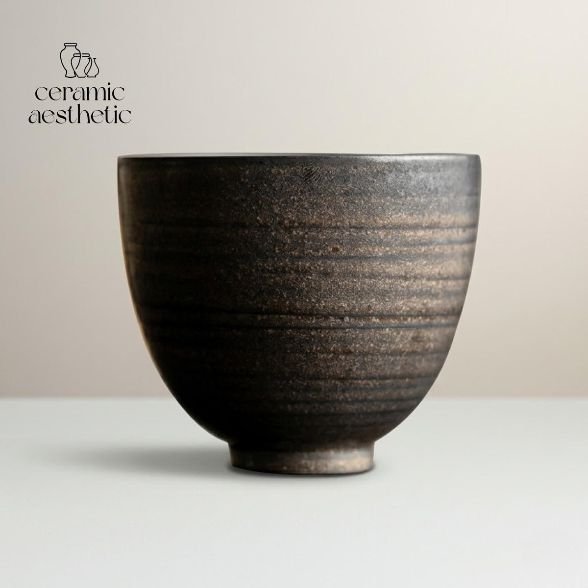 Handmade Ceramic Tea Cup, Gilded Glaze Floral Design, Japanese Inspired Drinkware