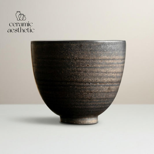 Handmade Ceramic Tea Cup, Gilded Glaze Floral Design, Japanese Inspired Drinkware