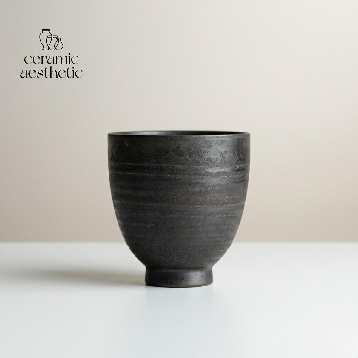 Handmade Ceramic Tea Cup, Gilded Glaze Floral Design, Japanese Inspired Drinkware