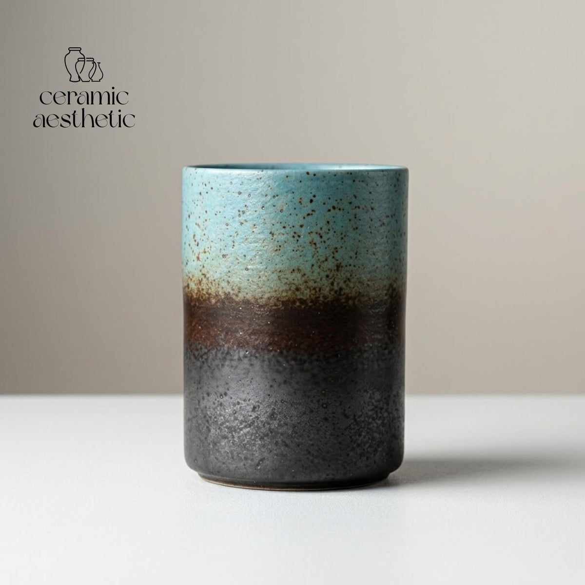 Handmade Japanese Ceramic Mug – Retro Floral Style Pottery Tumbler
