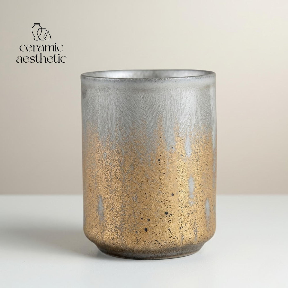 Handmade Japanese Ceramic Mug – Retro Floral Style Pottery Tumbler